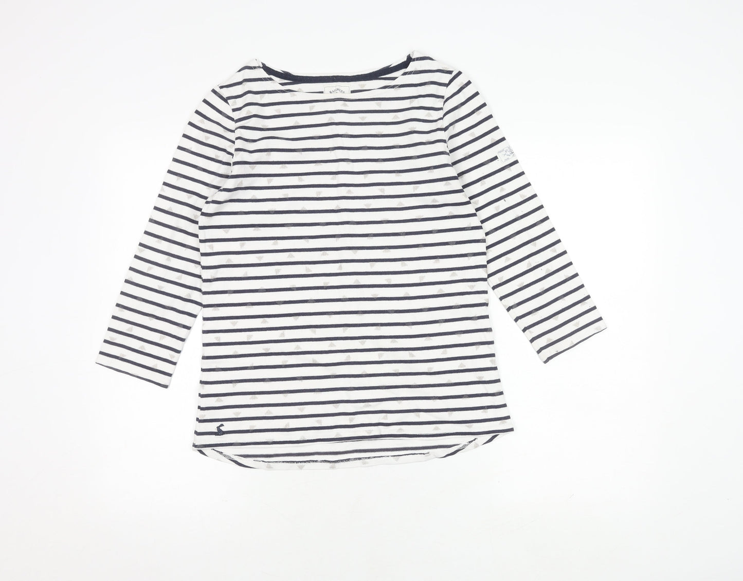 Joules Women's White Stripe 3/4 Sleeve Top