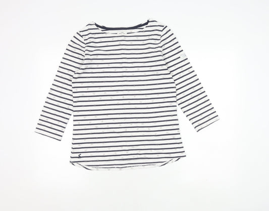 Joules Women's White Stripe 3/4 Sleeve Top