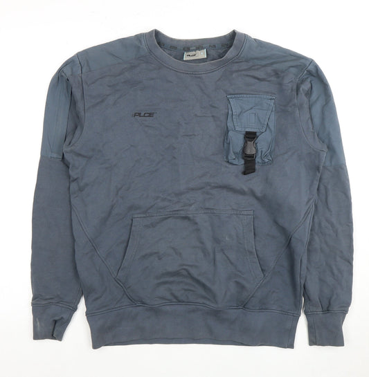PLCE Men's Blue Pullover Sweatshirt S - Buckle Accent