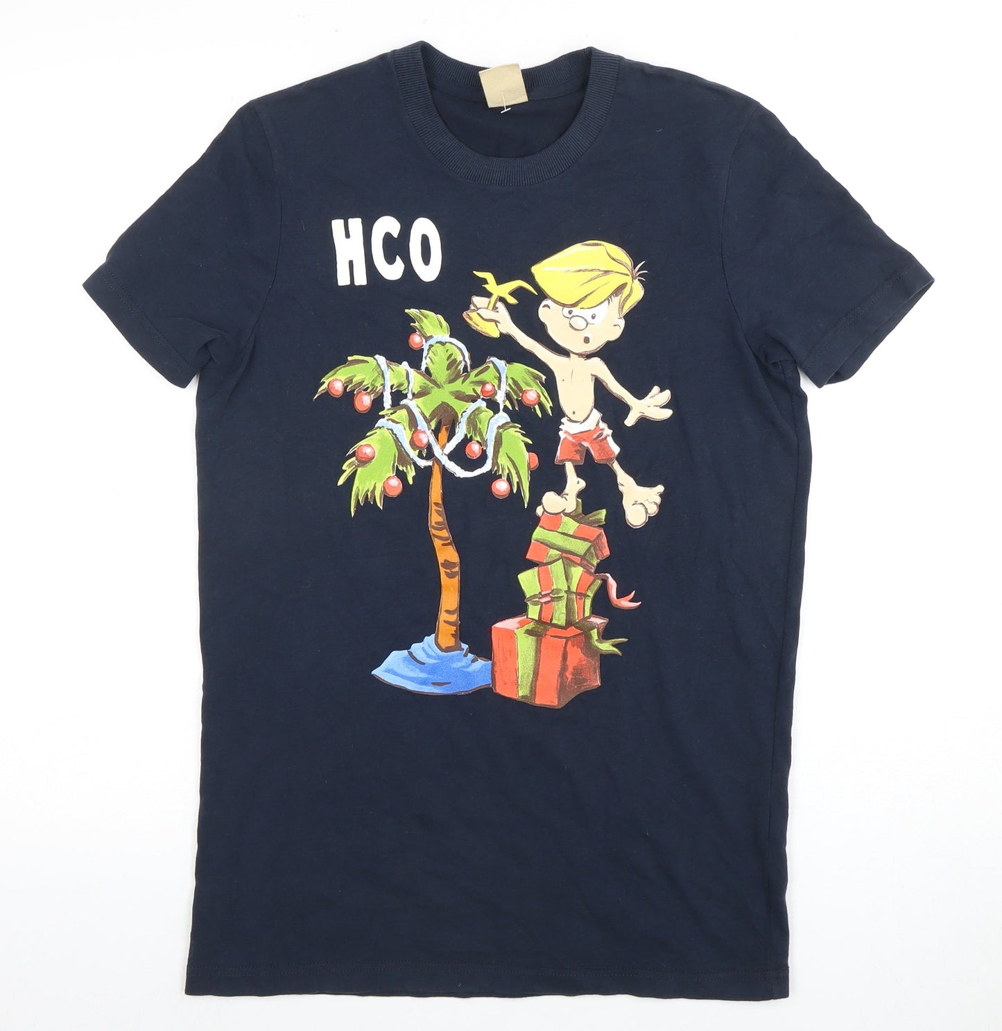 Hollister Men's Blue Christmas Graphic T-Shirt S