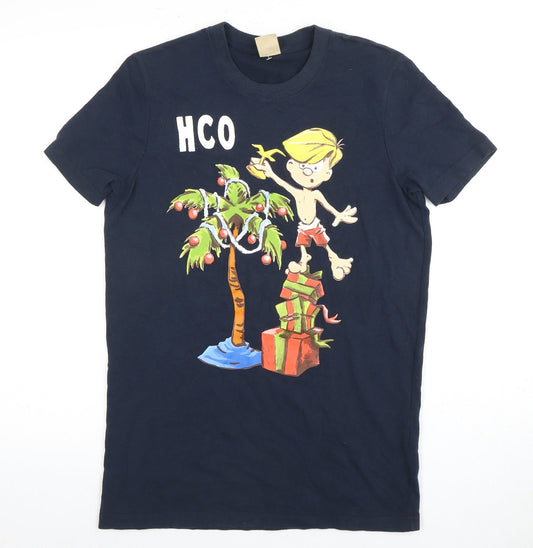 Hollister Men's Blue Christmas Graphic T-Shirt S