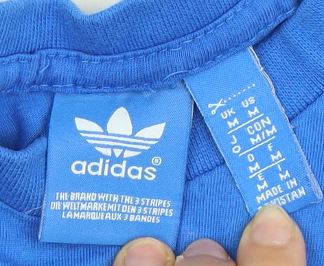 Adidas Men's Blue Crew Neck Logo T-Shirt, Size M, Graphic