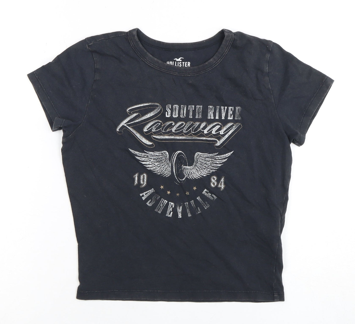 Hollister Black XS Graphic T-Shirt for Unisex Adults
