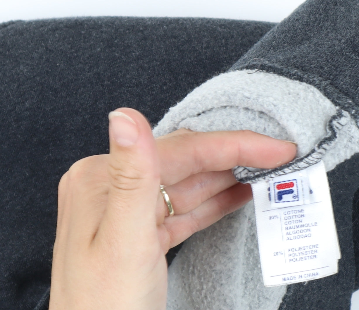 Fila Men's Grey Pullover Sweatshirt, Logo Accent