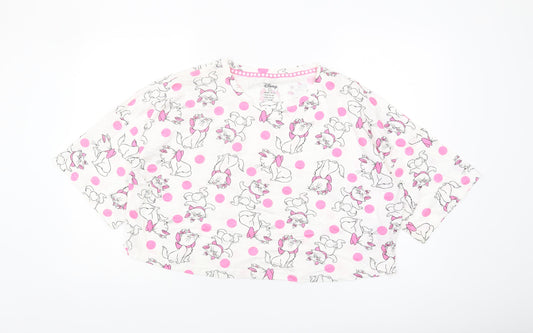 Disney Women's L White Polka Dot Cropped T-Shirt