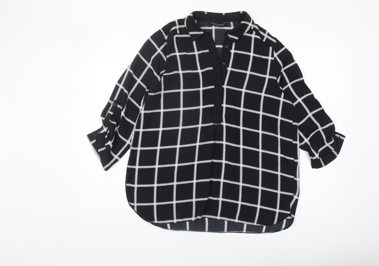 Dorothy Perkins Women's Black Button-Up Check Shirt Size 14