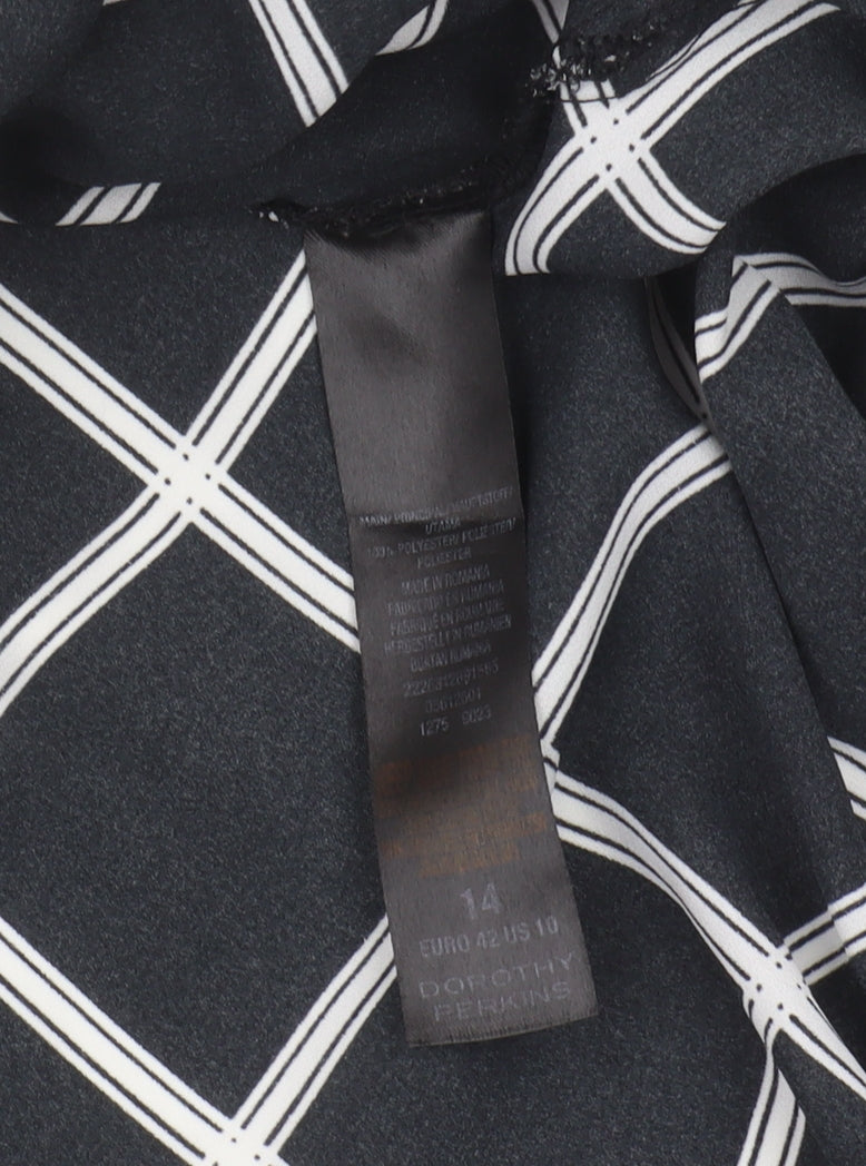 Dorothy Perkins Women's Black Button-Up Check Shirt Size 14