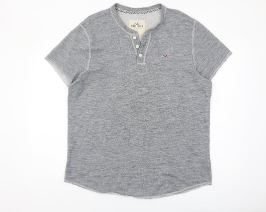 Hollister Men's Grey XL Henley Cotton T-Shirt
