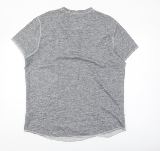 Hollister Men's Grey XL Henley Cotton T-Shirt
