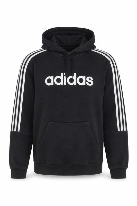 Front view of Adidas Men's Black Pullover Hoodie, size S