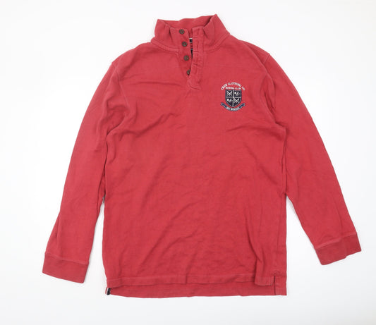 Crew Clothing Co. Men's Red Henley Sweatshirt M