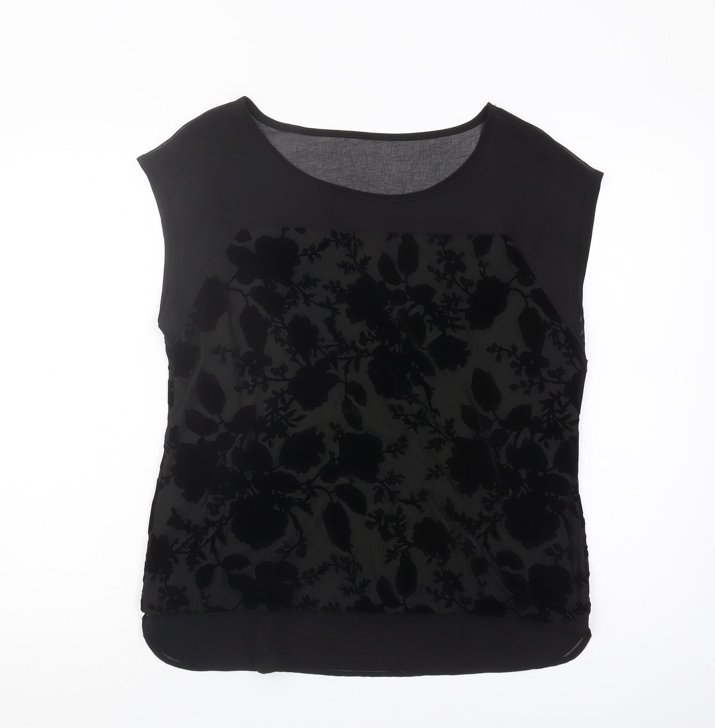 ROMAN Women's Black Floral Blouse, Size 12 - Autumn/Winter