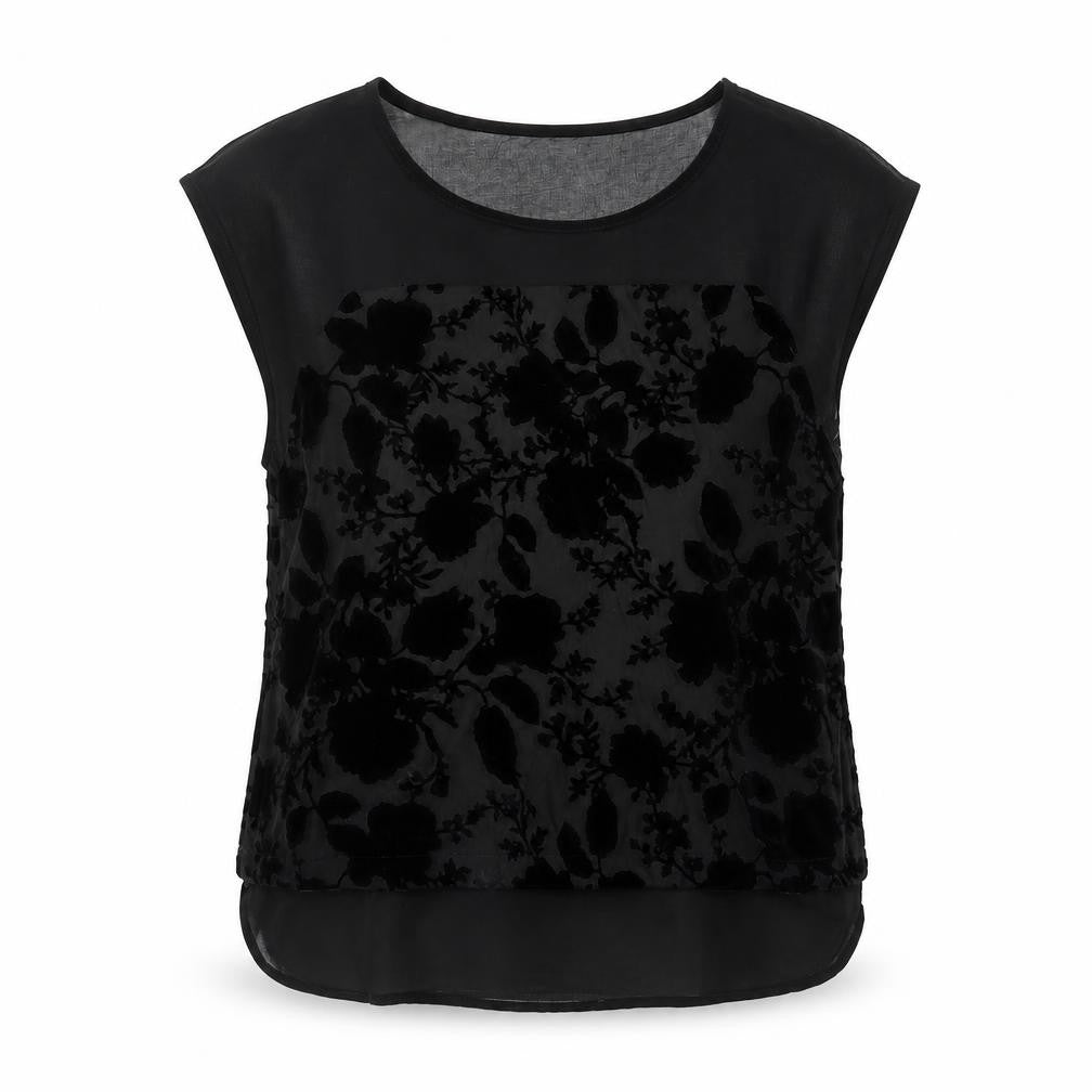 Front view of ROMAN Women's Black Floral Blouse, size 12, - Autumn/Winter