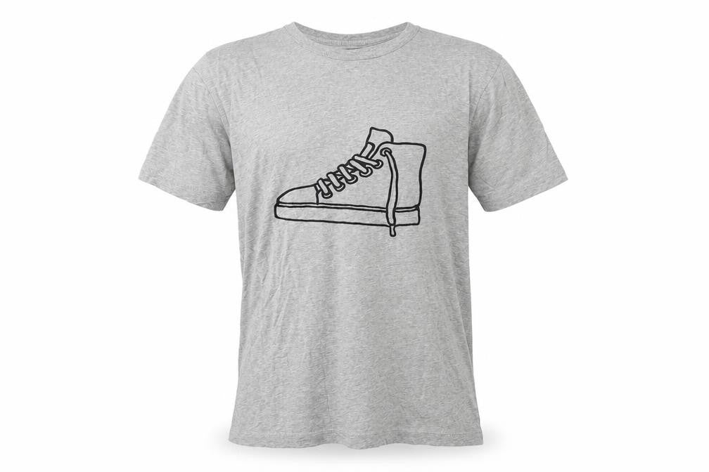 Front view of French Connection Men's Grey Graphic Print T-Shirt, M