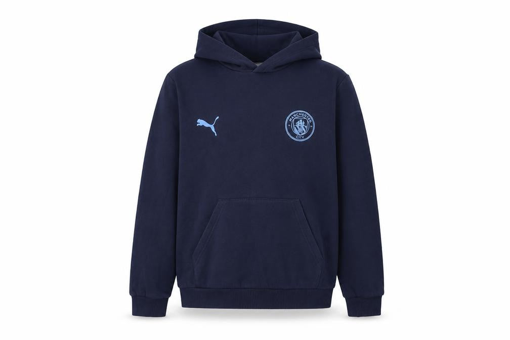 Puma Boys Blue Hoodie, Size L, Pullover Style, Football Theme