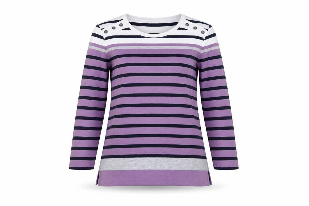 Isle Essentials Women's Striped Multicoloured T-Shirt 10-12