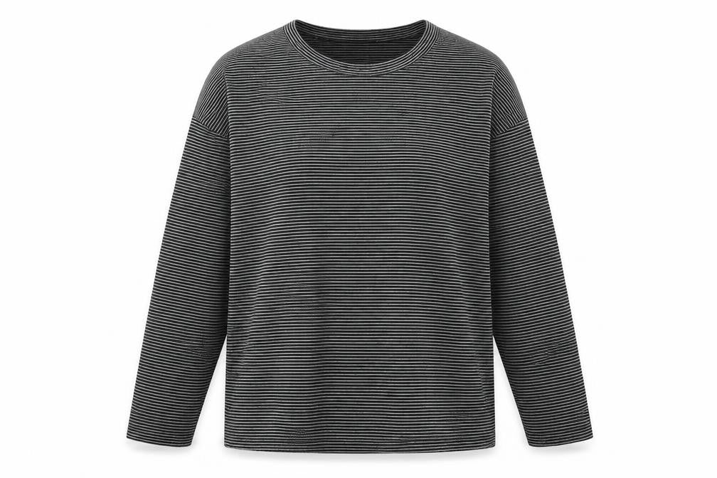 Marks and Spencer Women's Grey Striped T-Shirt Size 12