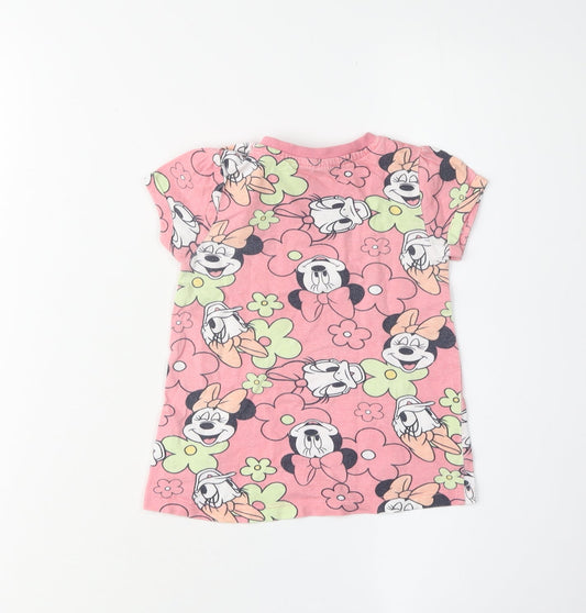 Disney Minnie Daisy Girls Pink Cartoon Graphic Print T-Shirt, 24 Months