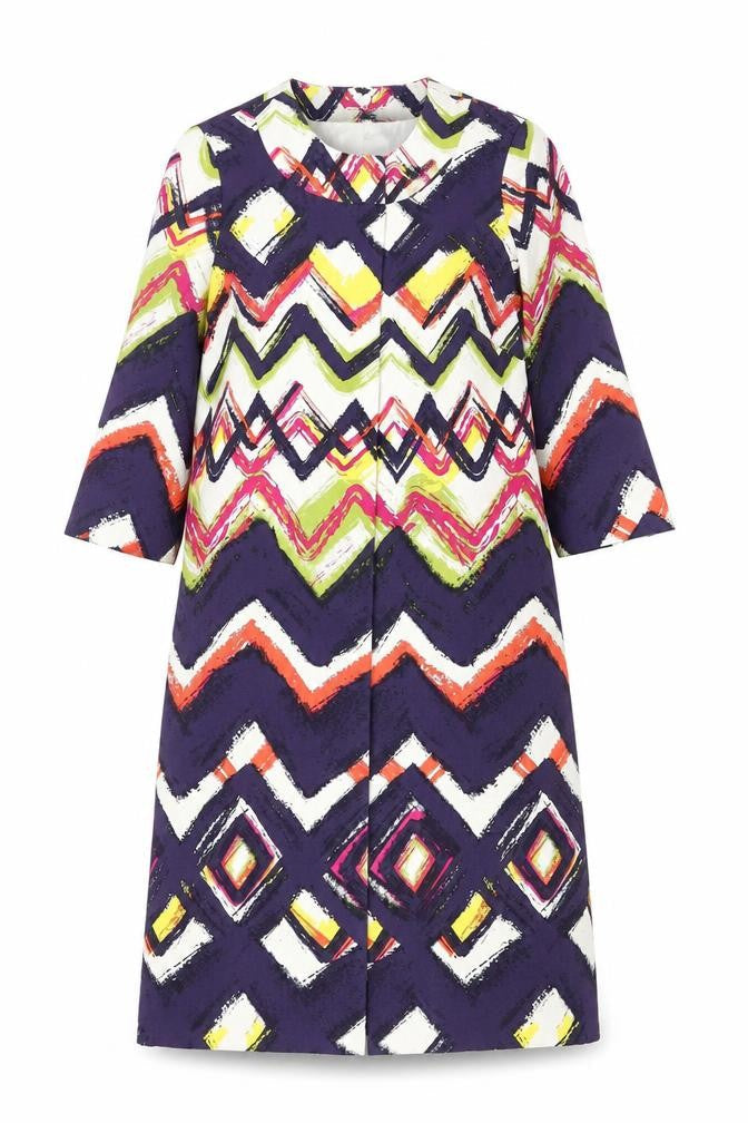 Linea Women's Multicoloured Geometric Coat Size 8