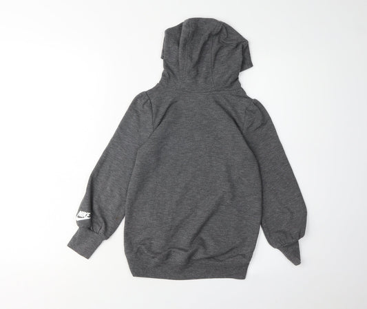 Nike Girls Grey Logo Hoodie, 5-6 Years, Casual Pullover