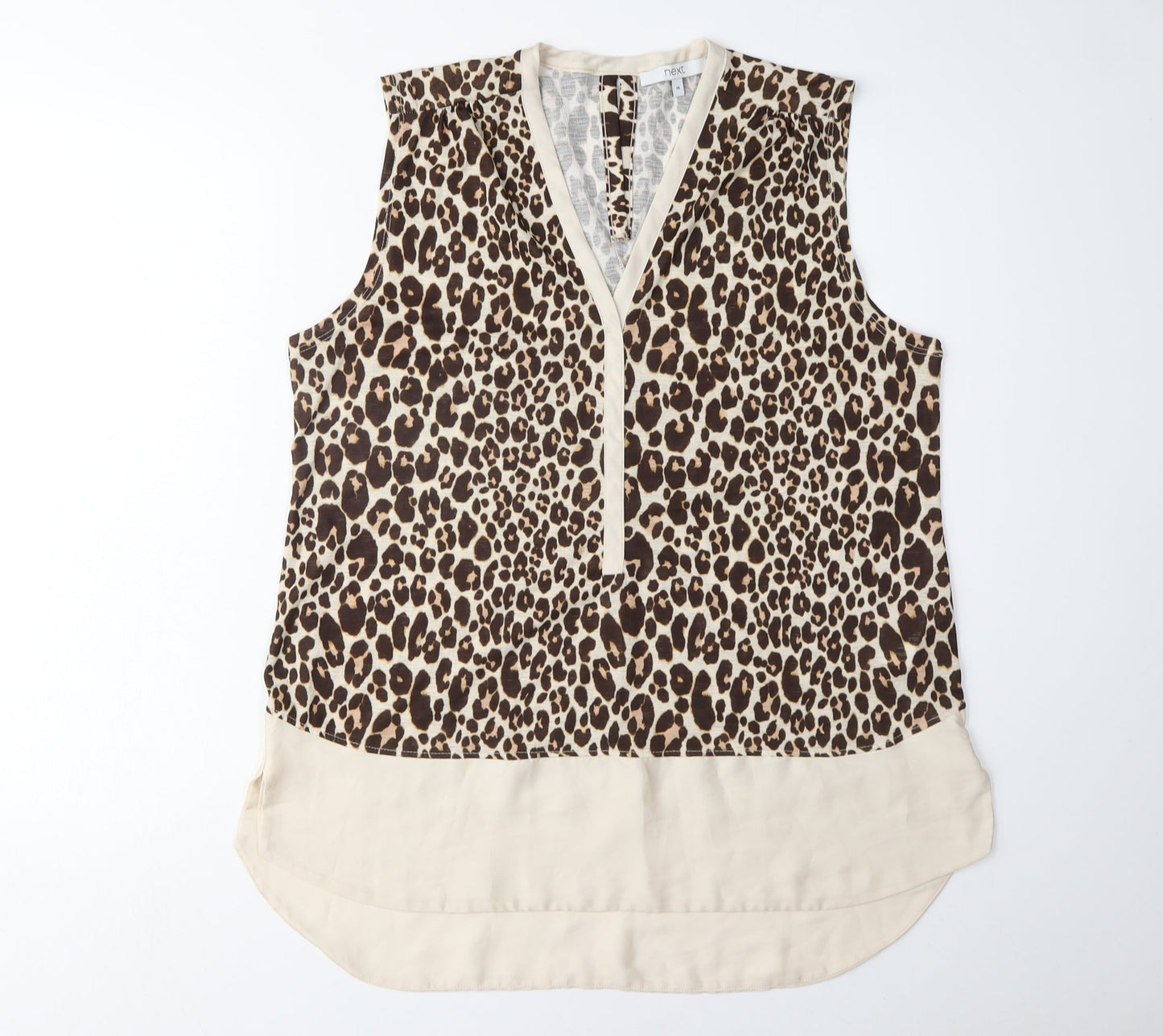 Next Women's Beige Animal Print Sleeveless Blouse 16
