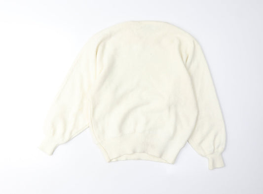 Poppy Women's Ivory Sequin Pullover Jumper L