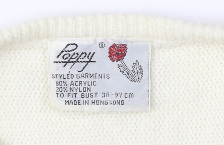 Poppy Women's Ivory Sequin Pullover Jumper L