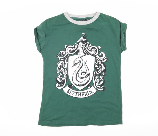 Harry Potter Womens Green Slytherin Ringer T-Shirt