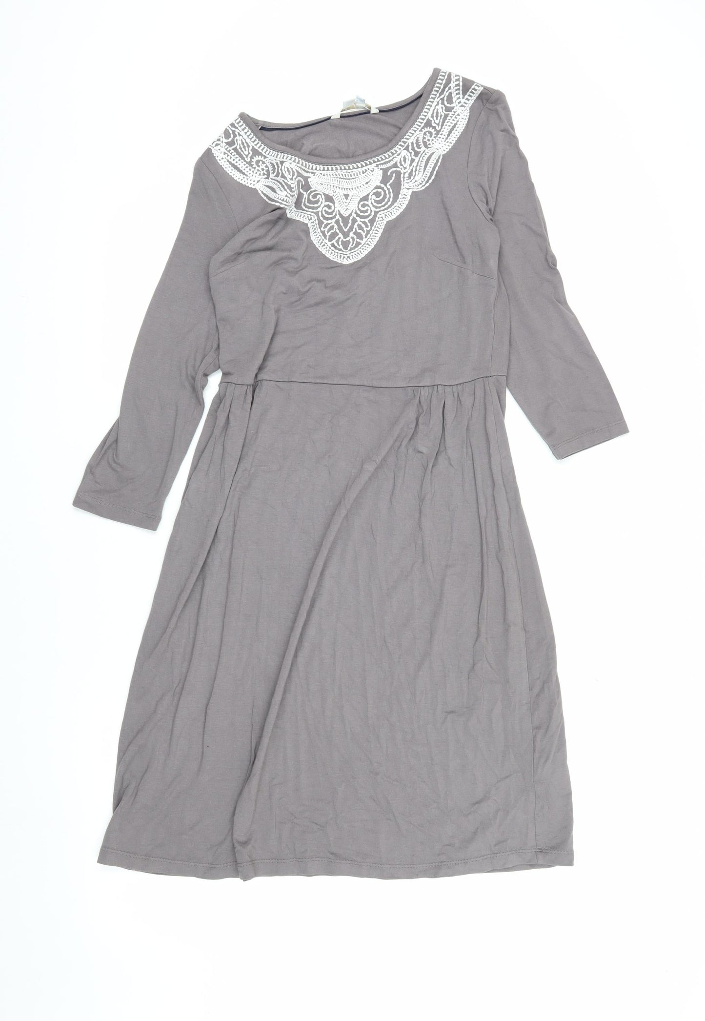 Boden Grey Midi Dress, Size 10, Women's Casual Elegance