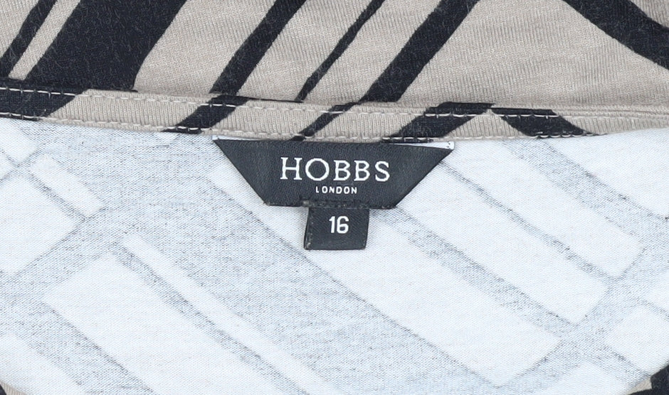 Hobbs Womens Beige Check Dress Size 16