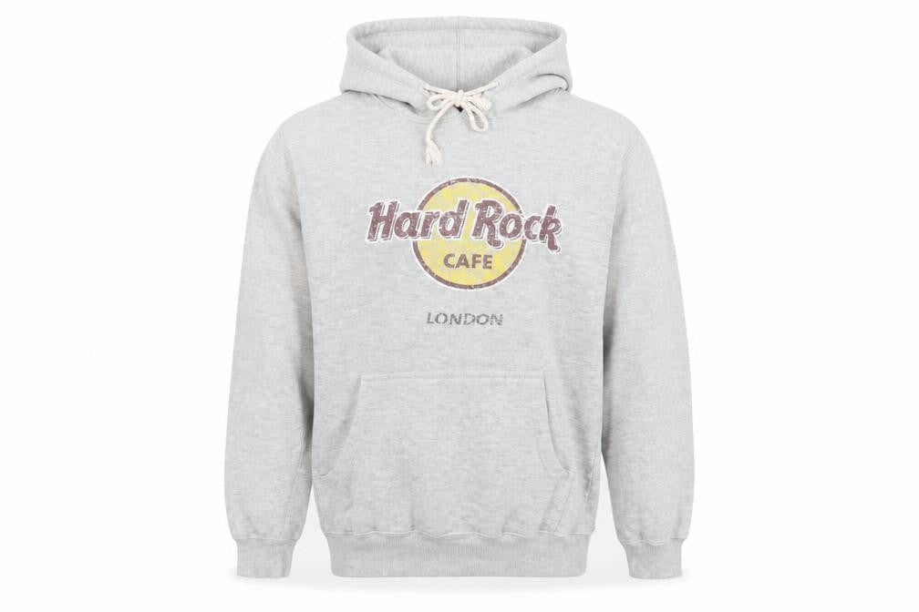Unisex Adults UK M Regular Hard Rock Cafe Grey Pullover Hoodie