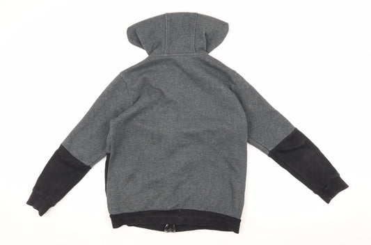 Adidas Boys Black Grey Hooded Track Jacket 11-12Y