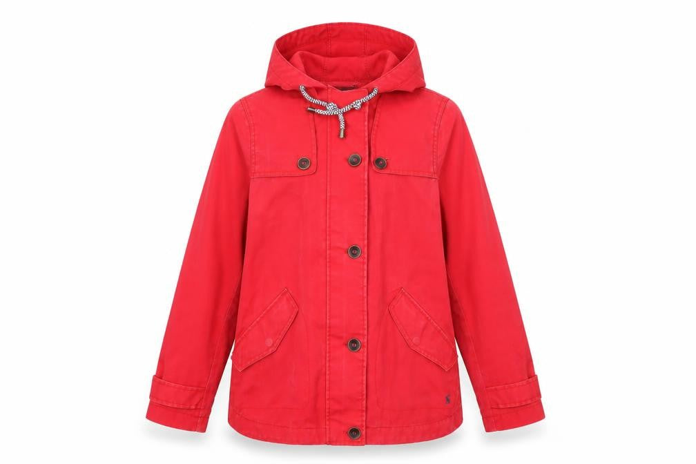 Womens UK Size 8 Regular Joules Red Cotton Blend Jacket