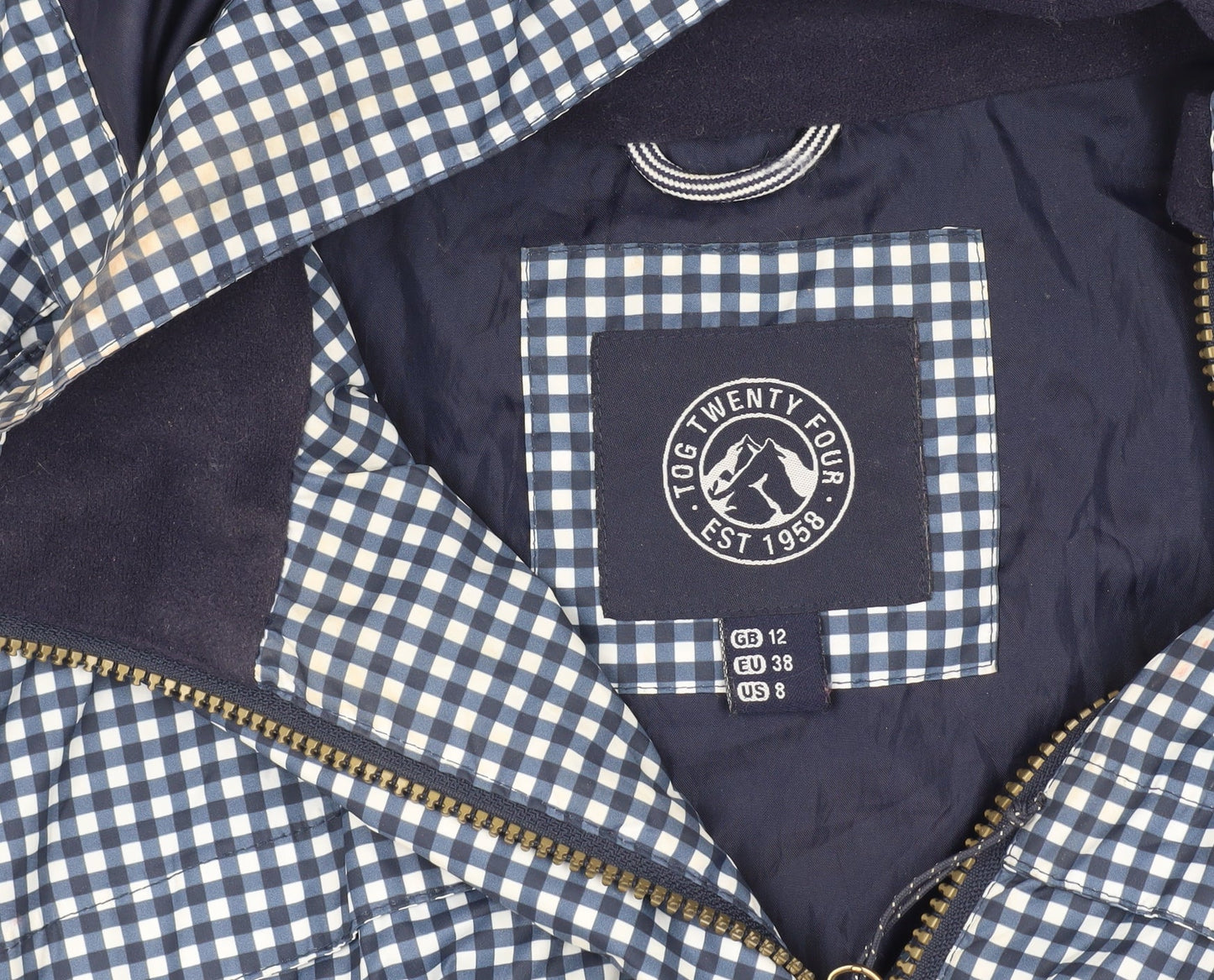 TOG TWENTY FOUR Women's Blue Checked Parka Size 12