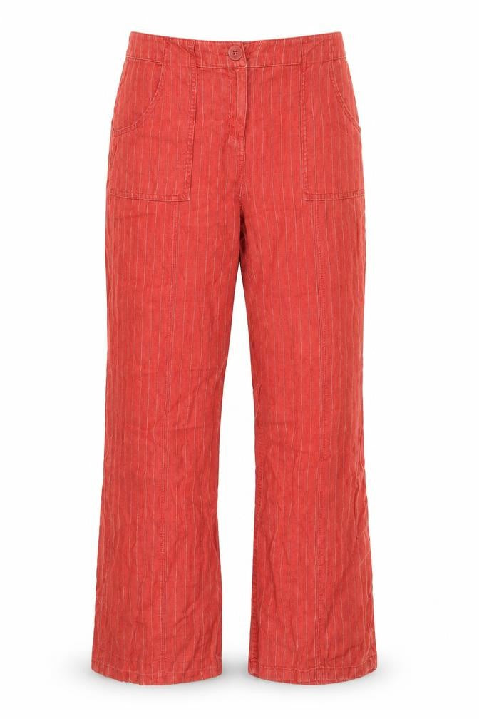 Marks and Spencer Women's Red Striped Trousers - Size 12