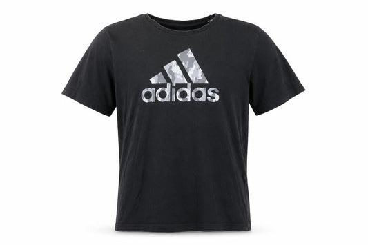 Front view of Adidas Men's Black Graphic Print T-Shirt M