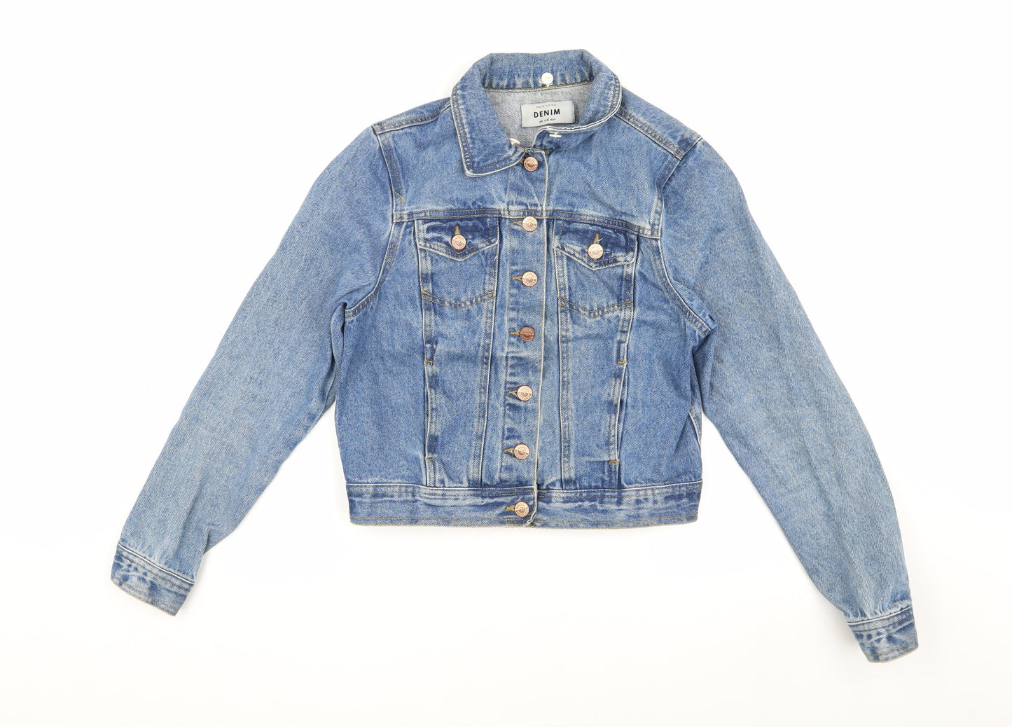 New Look Women's Blue Denim Cropped Jacket, Size 8, Casual