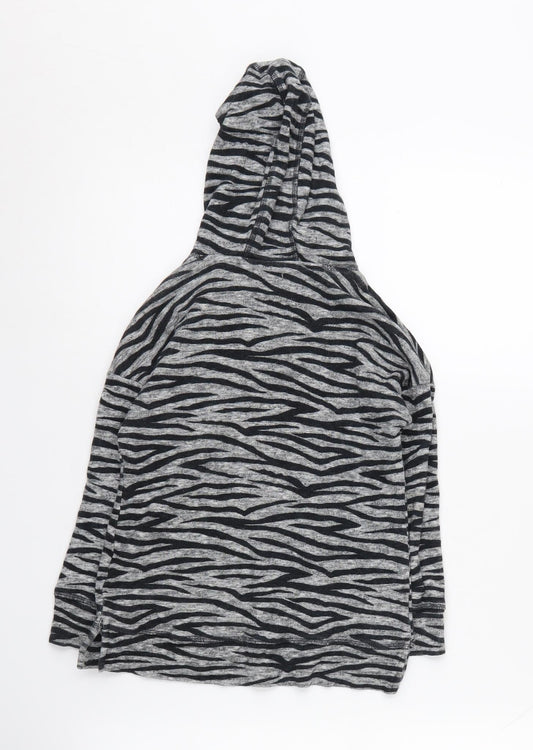 Next Girls Grey Zebra Print Hoodie - Size 5 Years