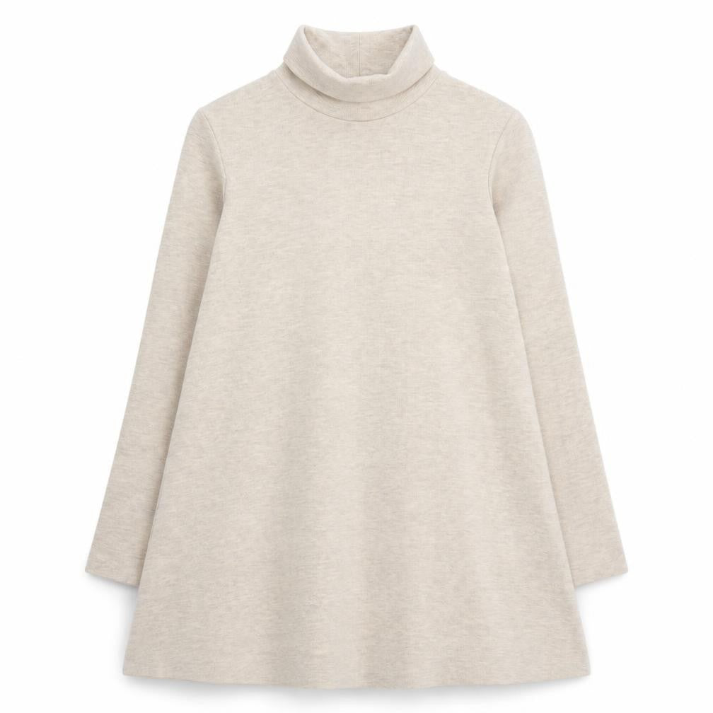 MNG Girls Beige Shift Dress, High Neck, Long Sleeve, 11-12Y