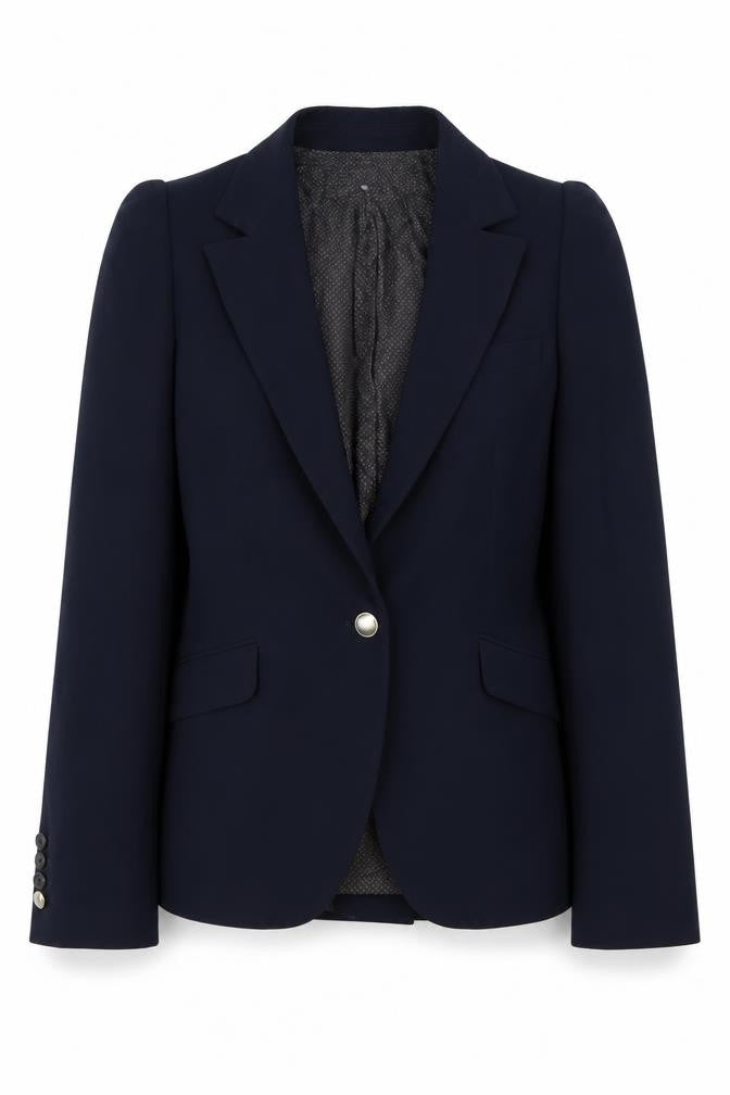 Front view of Zara Women's Blue XS Blazer Business Tailored Work Jacket