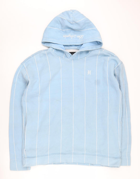 Hollister Men's Blue XL Striped Pullover Hoodie