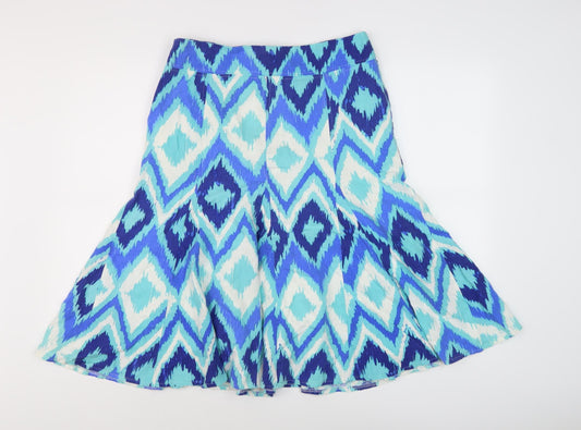 M&Co. Women's Blue Geometric Skirt, Size 12