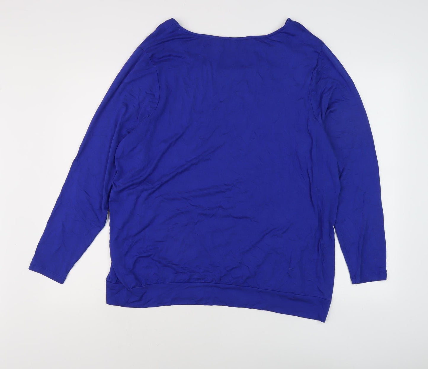 Wallis Women Blue Boat Neck Long Sleeve Top L