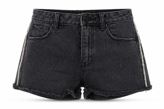 Stradivarius Women's Black High Waist Denim Shorts - Size 8