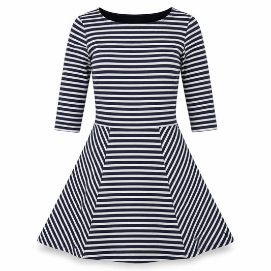 Jack Wills Women's Navy Striped A-Line Dress Size 10
