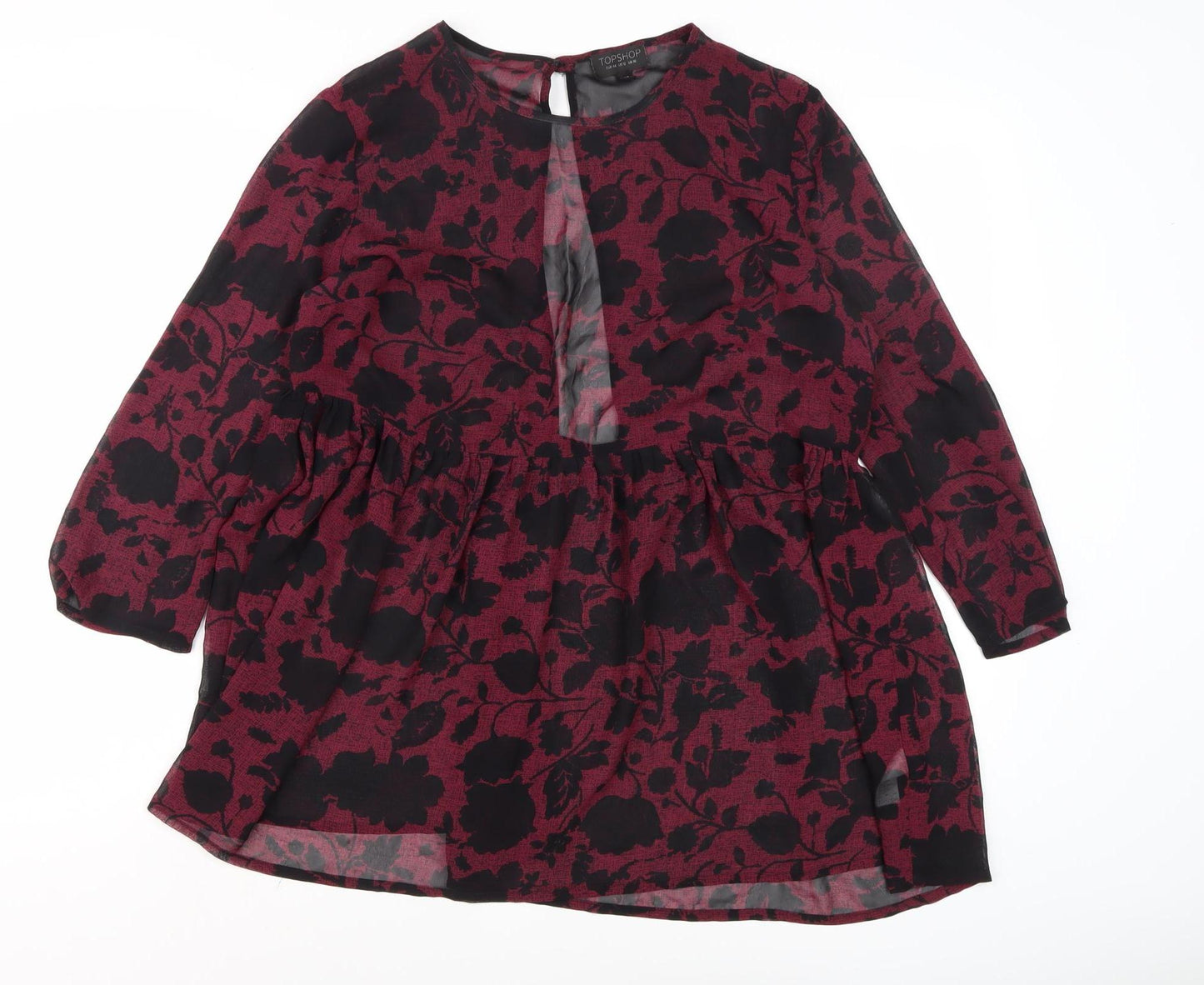 Topshop Women's Floral Blouse UK 16, Multicoloured