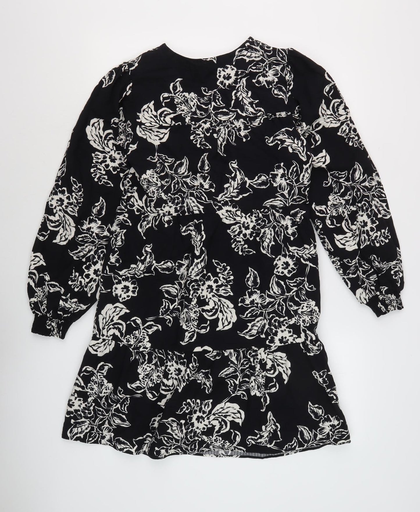 Marks and Spencer Women's Black Floral Shift Dress, Size 8