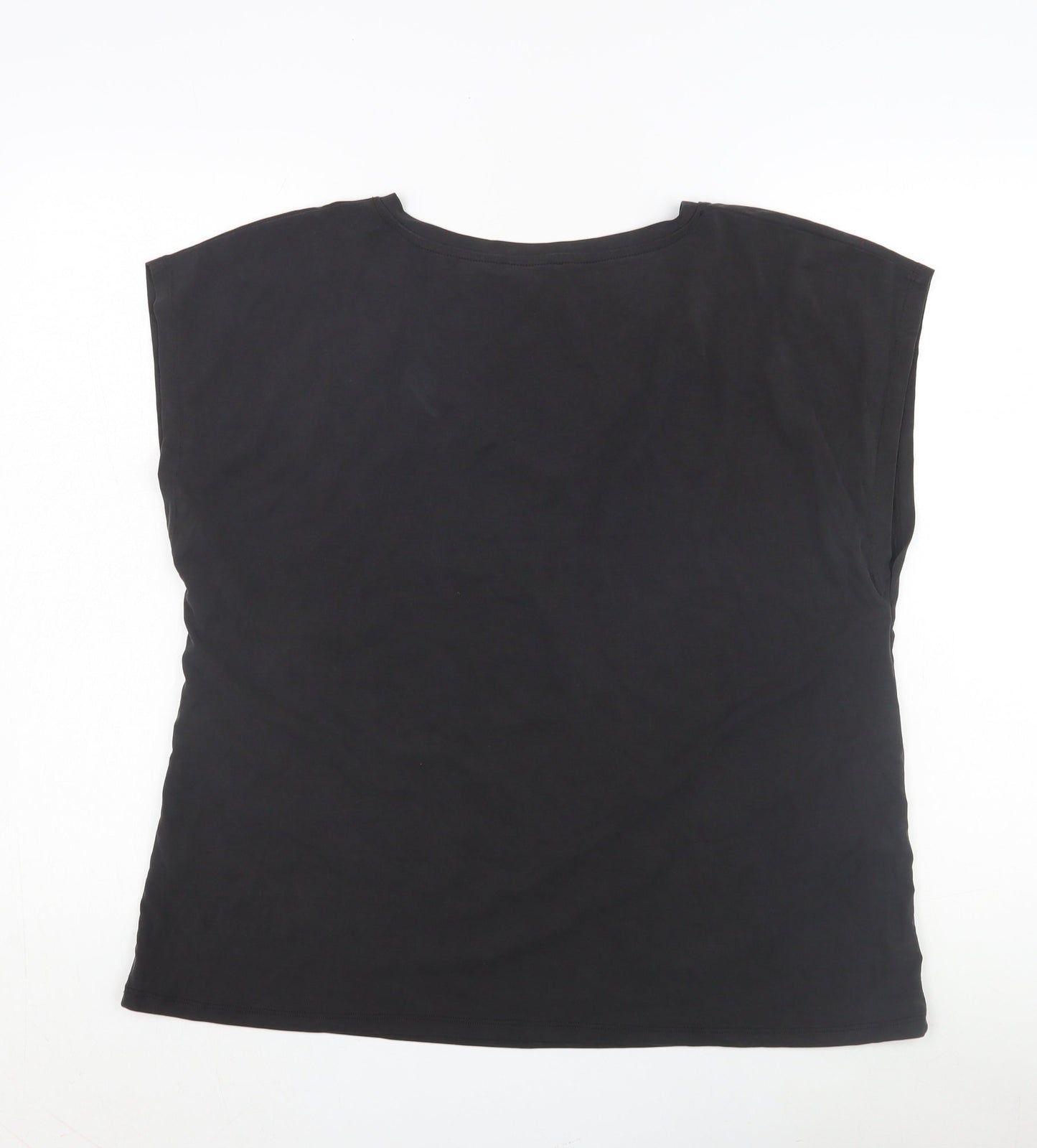 Warehouse Women's Black Cotton T-Shirt, Size 16