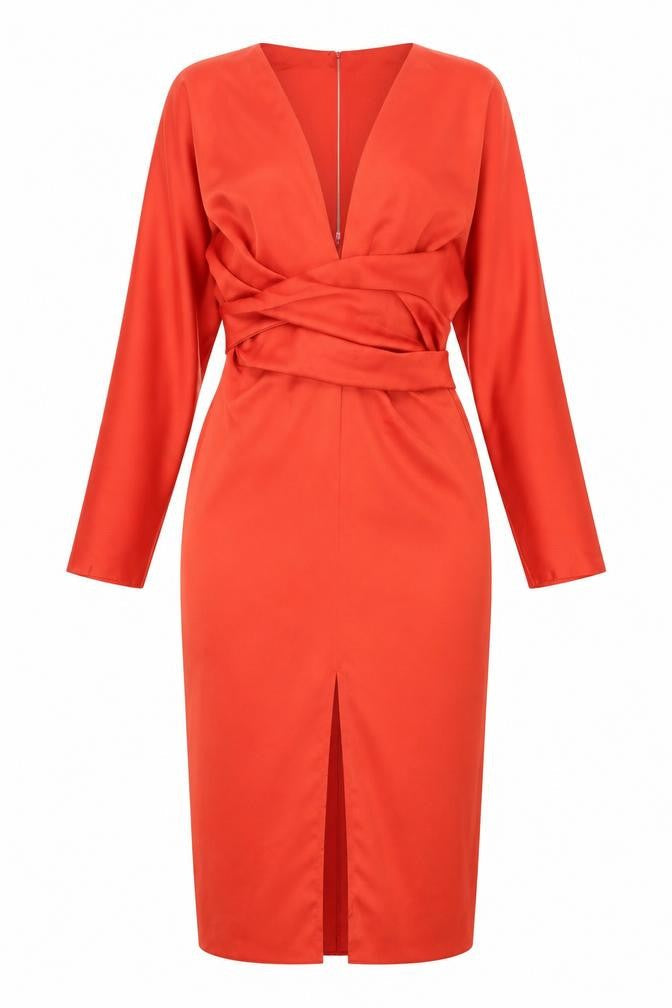 Front view of ASOS Women's Red Dress, size 10, with Zip Closure