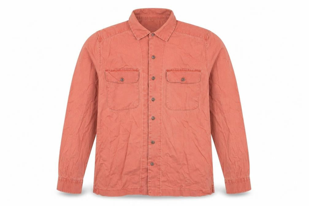 Lands' End Men's Red Long Sleeve Cotton Shirt M